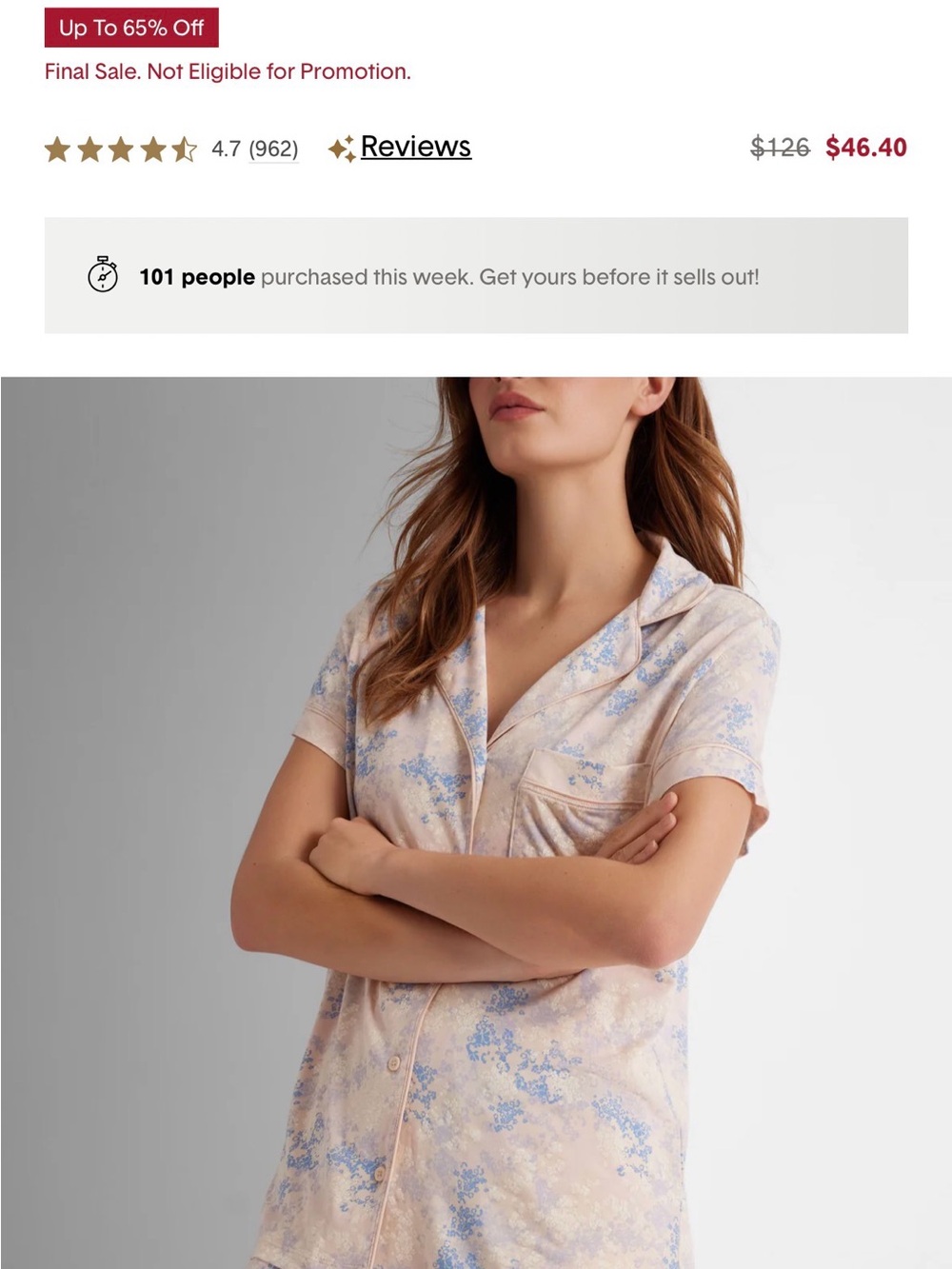 Tommy John Women's Downtime Pajama Top & Short Set Small